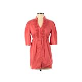 Elle Casual Dress - Shirtdress: Red Dresses - Women's Size X-Small