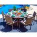 Latitude Run® Sorrento Round 6 - Person 59" Long Outdoor Dining Set w/ Cushions Plastic/Wicker/Rattan in Brown | Wayfair