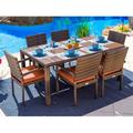 Latitude Run® Sorrento Rectangular 6 - Person 69.5" Long Outdoor Dining Set w/ Cushions Plastic/Wicker/Rattan in Brown | Wayfair