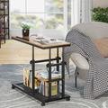 Williston Forge Gyrith Snack Tray Table Metal/Manufactured Wood in Black/Brown | 26 H x 31.5 W x 15.7 D in | Wayfair