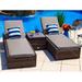Latitude Run® Tuscany 76.5" Long Reclining Chaise Lounge Set w/ Cushions & Table Wicker/Rattan in Brown, Size 13.0 H x 28.0 W x 76.5 D in | Wayfair