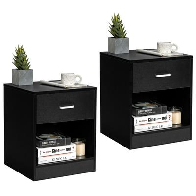 Costway 2 Pieces Nightstand with Storage Drawer an...