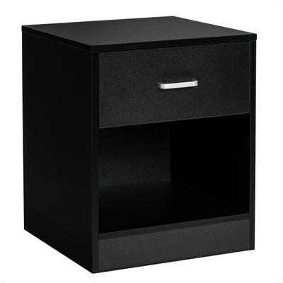 Costway Modern Nightstand with Storage Drawer and Cabinet-Black