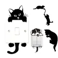 Autocollants muraux chat noir joli pour interrupteur de téléphone décoration de maison dessin