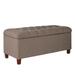 Textured Fabric Upholstered Tufted Wooden Bench With Hinged Storage, Brown - 18 H x 40 W x 18 L Inches
