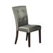 Button Tufted Faux Leather Wooden Dining Chair, Set Of 2,Silver - Silver - 39 H x 19 W x 24 L Inches
