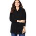 Plus Size Women's Chenille Cowlneck by Woman Within in Black (Size 1X) Pullover