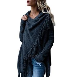 Style Dome Womens Cardigans Knitted Shawl Poncho Jumpers Longline Cape Wrap Scarf Long Sleeve Tunic Tops Pullover Blanket Sweater Coat Waterfall Cardigan 4-Blue XXL