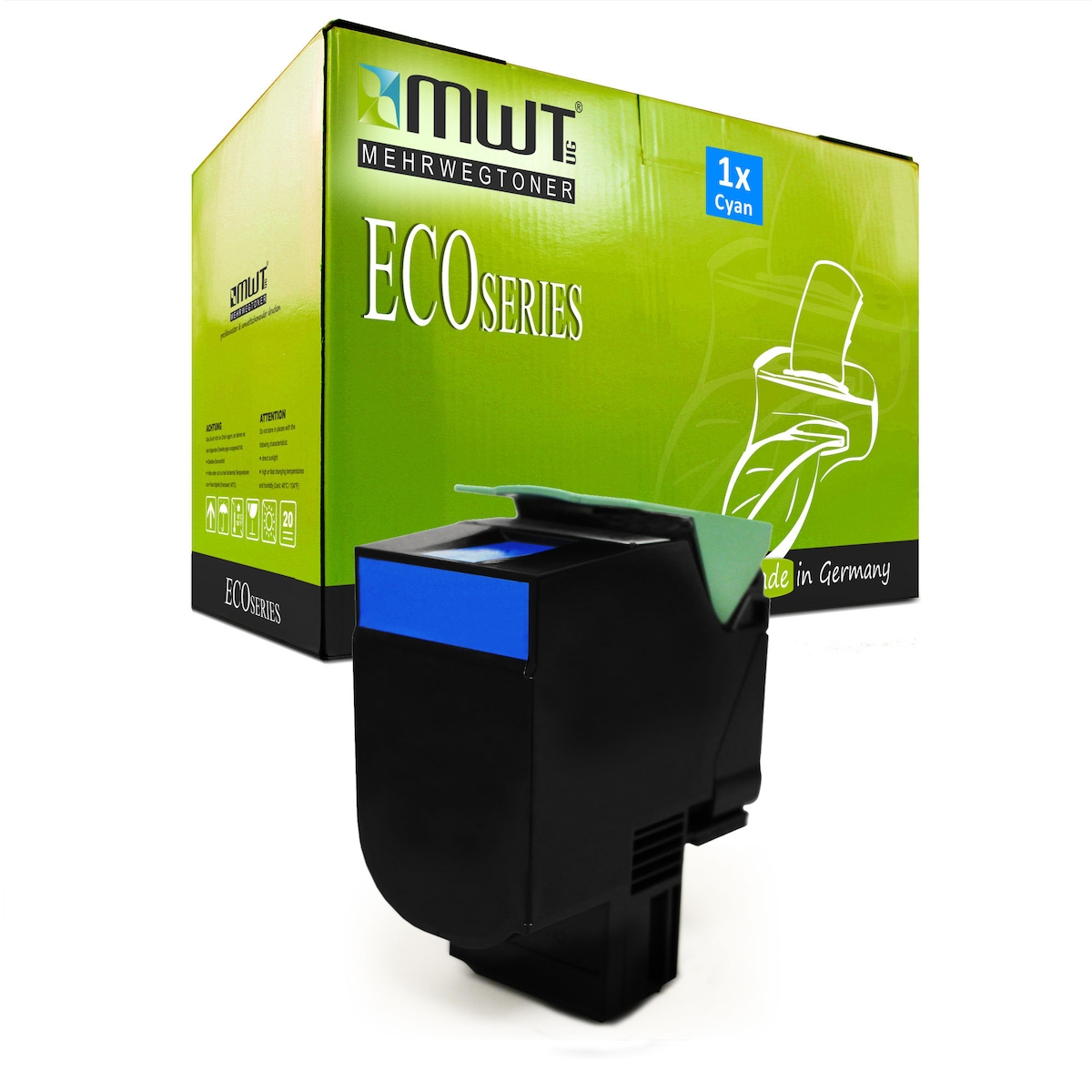 1 Mehrwegtoner kompatible Lasertoner ersetzt Lexmark 80C0X20 800X2 Cyan Image