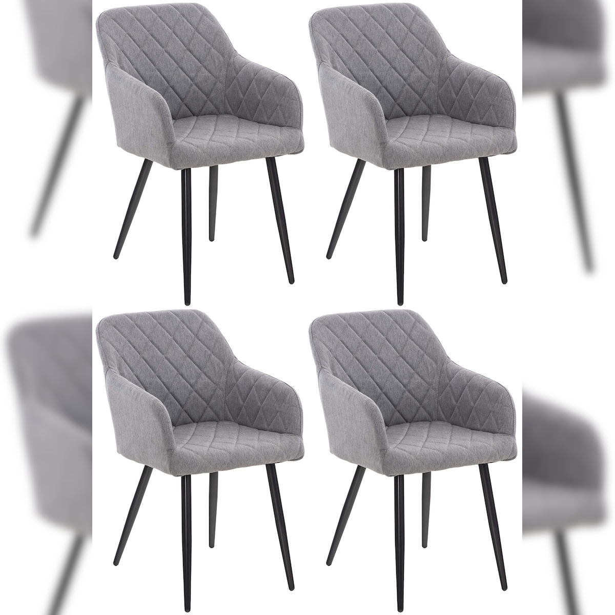 CLP 4er Set Esszimmerstuhl Shila grau/Stoff Image