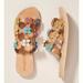 Anthropologie Shoes | Laidback London Adara Beaded Floral Slides | Color: Blue/Tan | Size: 11