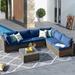 XIZZI 7 Piece Set w/ Section & End Table Outdoor Sofa Combination（Blue） Synthetic Wicker/All - Weather Wicker/Wicker/Rattan in Gray | Wayfair