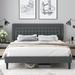 Red Barrel Studio® Tufted Platform Bed w/ Adjustable Headboard Wood & /Upholstered/Metal & /Metal in Gray | 47.6 H x 80 W x 83.5 D in | Wayfair