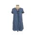 Old Navy Casual Dress - Mini Tie Neck Short sleeves: Blue Solid Dresses - Used - Size Small Petite