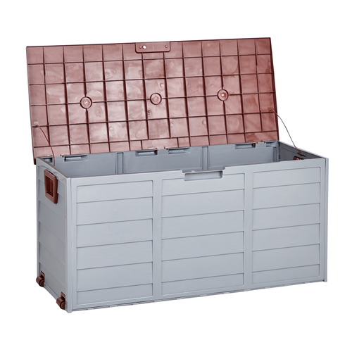 Auflagenbox Grau / Braun Kunststoff 112 x 50 cm für Garten für Terrasse für Outdoor