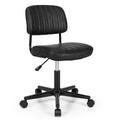 Costway PU Leather Adjustable Office Chair Swivel Task Chair with Backrest-Black