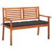 vidaXL 2-Seater Patio Bench with Cushion 47.2" Solid Eucalyptus Wood - 47.2" x 23.6" x 35"