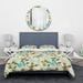 Designart 'Vintage Blue Butterfly on Brown Leaves Background' Abstract Bedding Set - Duvet Cover & Shams