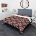 Designart 'Red Rose in Brown Background' Traditional Bedding Set - Duvet Cover & Shams