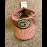 Gucci Accessories | Gucci Logo Knit Wool Visor Hat Size L | Color: Pink | Size: Os