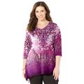 Plus Size Women's Panne Velvet Tunic by Catherines in Print Paisley (Size 0X)