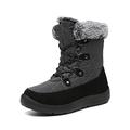 JSWEI Women's Mid Calf Winter Snow Boots nonslip boots womens safety boots Warm Faux Fur Comfortable Winter Boots Lace Up Snow Grey UK 3