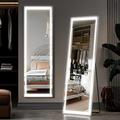 ELEGANT LED Full Length Dressing Mirror, 160x50 cm Standing Floor Mirror, Wall Mounted Hanging Mirror with Lights, Full Size Body Mirror with Dimming & 3 Color Modes, Large Leaning Dressing Mirror
