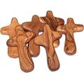 Holy Land Market 6 Large Olive Wood Holding Comfort Cross with Bags and Certificates