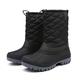 JSWEI Winter Snow Boots for Women- Waterproof Fur Lined Outdoor Warm Ankle Boots Rubber Outsole, Mid Calf Winter Walking Boots Black UK 6.5