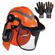 SAFEYEAR Pro Forestry Chainsaw Safety Helmet with Adjustable 27SNR Ear Muffs,Free impact-resistant gloves，Mesh Visor. EN397 Approved Quality Hard Hat for Chainsaw, Forestry Work,Builder and Industry.