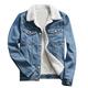 Lazzboy Women Denim Jacket Coat Teddy Fleece Lined Lapel Patchwork Casual Slim Fit Newchic Fashion Warm Short Cardigan Parka (2XL(16),Blue)