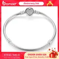 Bamoer-Bracelet classique en argent regardé 100% pour femme bijou fin pavé serti CZ 925