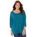Plus Size Women's Raindrops Shimmer Tee by Catherines in Deep Teal (Size 3XWP)