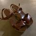 J. Crew Shoes | J. Crew Lila Leather/Suede Wedges, Size 7 | Color: Brown/Cream | Size: 7