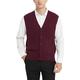 Kallspin Men's Big & Tall Knitted Gilets Cashmere Wool Cable Knit Sleeveless Cardigan Vest Sweater (Burgundy, XL-Tall)