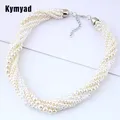 Kymyad – Collier ras du cou pour femmes Imitation de perles Bijoux multicouches épais