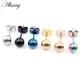 Alisouy 2 pièces 20g boucles d'oreilles en acier chirurgical noir bleu or couleur boule Punk oreille