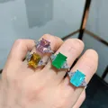 KNRIcalls-Bagues en pierres précieuses pour femmes Tourmaline Paraiba Topaze émeraude Quartz