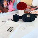 Gucci Bags | Gucci Gg Marmont Matelass Belt Bag 85 34 Black Leather / Fanny Pack Nwt New | Color: Black/Gold | Size: Os