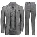 Mens Jax Herringbone 3 Piece Suit Retro 1920s Grey Brown Tweed Classic Tailored Fit [SUIT-JAX-GREY-52]