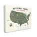 Stupell Industries National Parks Map w/ Numbered Key United States Wall Plaque Art By Daphne Polselli Canvas/ in Green | Wayfair af-841_cn_30x40