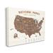 Stupell Industries Start Exploring National Parks Map United States XXL Stretched Canvas Wall Art By Daphne Polselli Canvas in Brown/Green | Wayfair