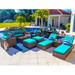 Latitude Run® Sorrento 16 Piece in Set Rattan Complete Patio w/ Cushions Synthetic Wicker/All - Weather Wicker/Wicker/Rattan in Brown | Wayfair