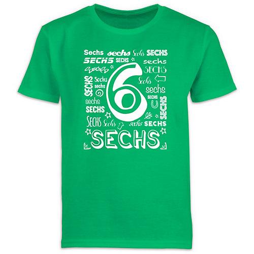 Kindergeburtstag Geburtstag Geschenk - Jungen Kinder T-Shirt - 6. Geburtstag Zahlen - T-Shirts grün Jungen Kinder