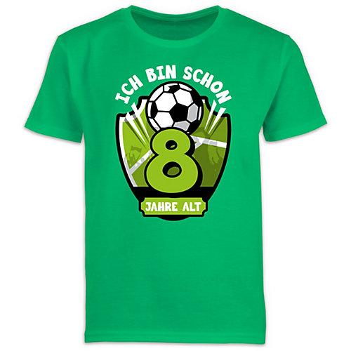 Kindergeburtstag Geburtstag Geschenk - Jungen Kinder T-Shirt - Ich bin schon 8 Jahre alt Fußball - T-Shirts grün Jungen Kinder