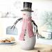 18" Resin Snowman with Red Gingham Check Scarf