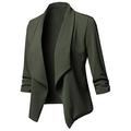 Xmiral Suit Cardigans Women Solid Color Turn Down Collar Long Sleeve Blazer Office Jackets Coat Plus Size V Neck Tunic for Wedding Work Business(Army Green,5XL)