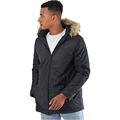 Soul Star Mens Parka Jacket Fur Hooded Thick Parker Padded Lined Winter Fashion Jackets Long Sleeve Lightweight Workwear Outerwear Zip & Button Coats Casual Warm Work Coat (Standard Charcoal, XL)