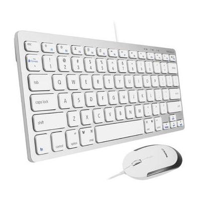 Macally Compact Aluminum USB Keyboard and Quiet Click Mouse Combo Set (White) SLIMKEYCACOMBO