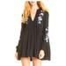 Free People Dresses | Free People Black Dress With Embroidered Flowers Size Xs | Color: Black | Size: Xs